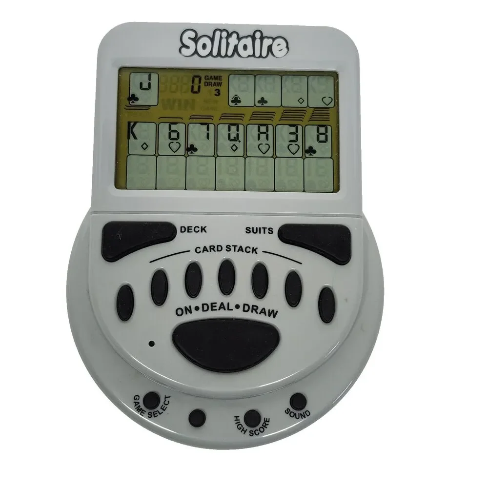 Vintage Solitaire Handheld Electronic Game Gray Portable Travel Single Player